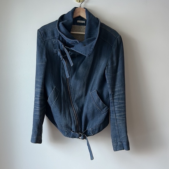Denim shearling Moto Jacket by Zoé - Picture 5 of 11